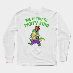 Mardi Gras Carnival T-rex Dinosaur Party King Long Sleeve T-Shirt